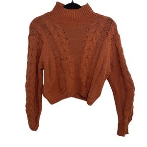 Aeropostale Women’s Terracotta Solid Long Sleeve High Neck Sweater Size S